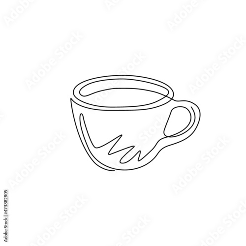 Continuous one line drawing cup of coffee flat icon logo symbol. Idea for advertising coffee drinks, business card, branding and corporate identity. Single line draw design vector graphic illustration