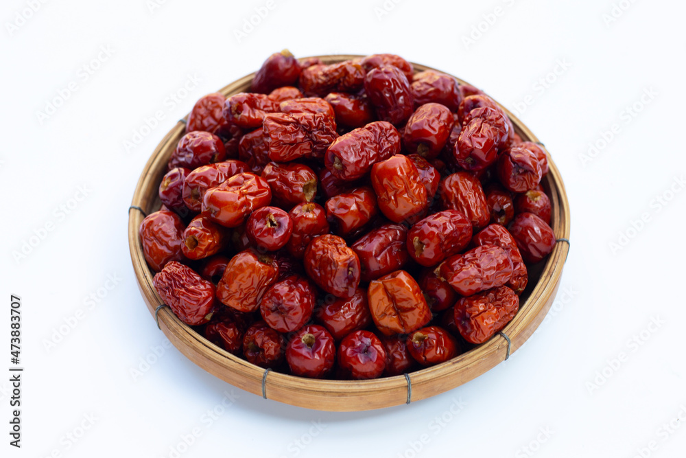 Dried Chinese jujubes isolated on white backgroun Dried Chinese jujubes isolated on white backgroun