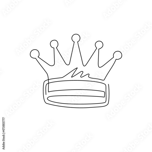 Single one line drawing heraldic symbols, royal crown icon, crown for coat of arms and blazons. Royal, luxury, vip, first class sign. Winner award. Modern continuous line draw design graphic vector photo