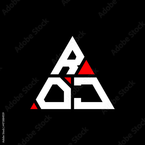 ROJ triangle letter logo design with triangle shape. ROJ triangle logo design monogram. ROJ triangle vector logo template with red color. ROJ triangular logo Simple, Elegant, and Luxurious Logo...