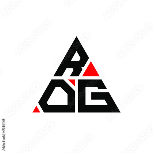 ROG triangle letter logo design with triangle shape. ROG triangle logo design monogram. ROG triangle vector logo template with red color. ROG triangular logo Simple, Elegant, and Luxurious Logo... photo