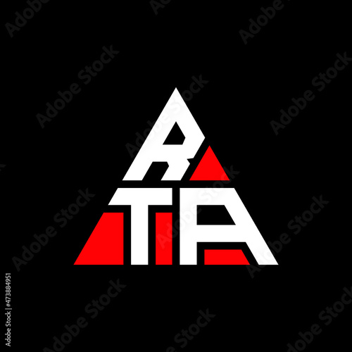 RTA triangle letter logo design with triangle shape. RTA triangle logo design monogram. RTA triangle vector logo template with red color. RTA triangular logo Simple, Elegant, and Luxurious Logo... photo