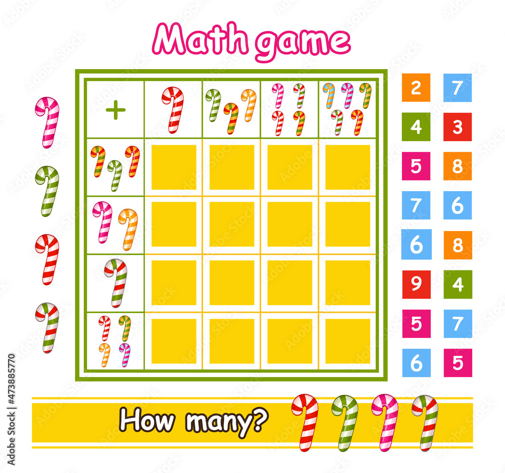 Math education game for preschool children. How many counting Christmas