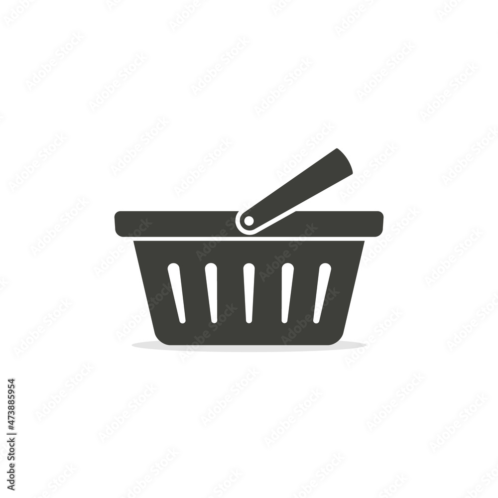 Shopping basket vector icon, isolated flat black symbol