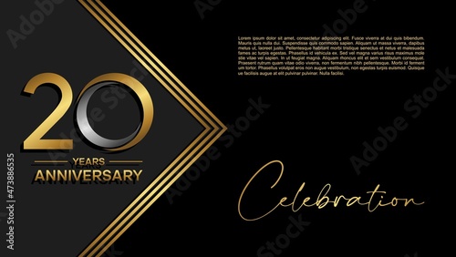 20th anniversary logo. Golden anniversary celebration logo design for booklet, leaflet, magazine, brochure poster, web, invitation or greeting card. vector illustrations.