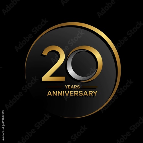 20th anniversary logo. Golden anniversary celebration logo design for booklet, leaflet, magazine, brochure poster, web, invitation or greeting card. rings vector illustrations.