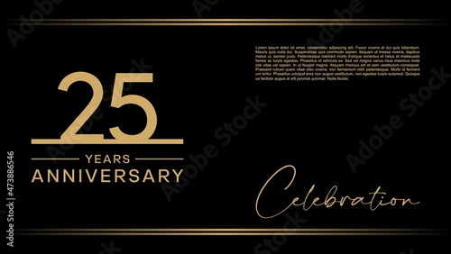 25th anniversary logo. Golden anniversary celebration logo design for booklet, leaflet, magazine, brochure poster, web, invitation or greeting card. vector illustrations.