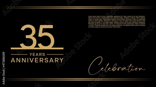 35th anniversary logo. Golden anniversary celebration logo design for booklet, leaflet, magazine, brochure poster, web, invitation or greeting card. vector illustrations.
