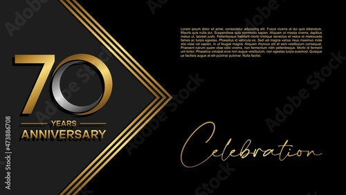 70th anniversary logo. Golden anniversary celebration logo design for booklet, leaflet, magazine, brochure poster, web, invitation or greeting card. vector illustrations.