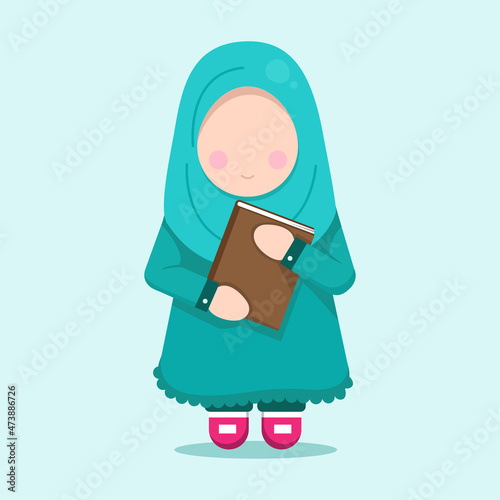 muslim girl holding book