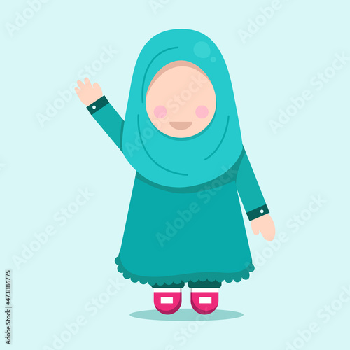happy muslim girl cartoon