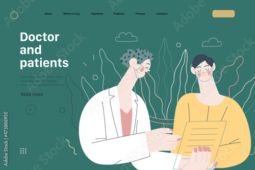 Doctor and patients - medical insurance web template