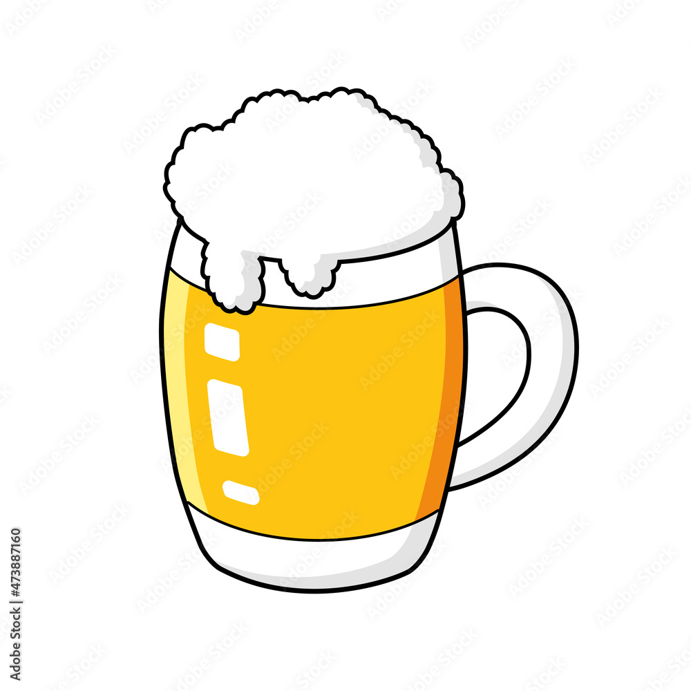 Light beer mug glass with foam isolated cartoon vector Light beer mug glass with foam isolated cartoon vector