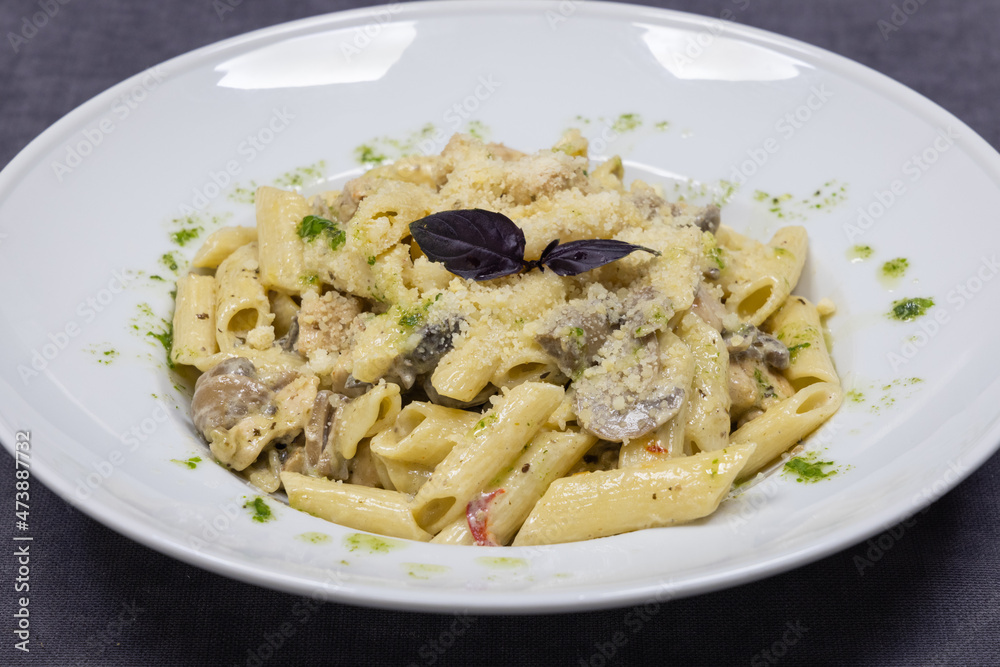 delicious and hot pasta on plate delicious and hot pasta on plate