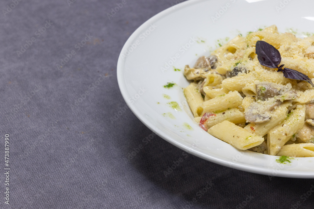 delicious and hot pasta on plate delicious and hot pasta on plate