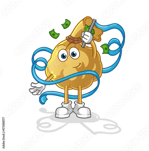 money bag Rhythmic Gymnastics mascot. cartoon vector