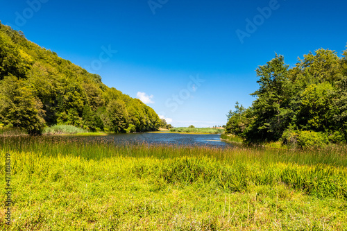 View of Biviere lake on a sunny summer day, Nebrodi National Park, Sicily, Italy photo