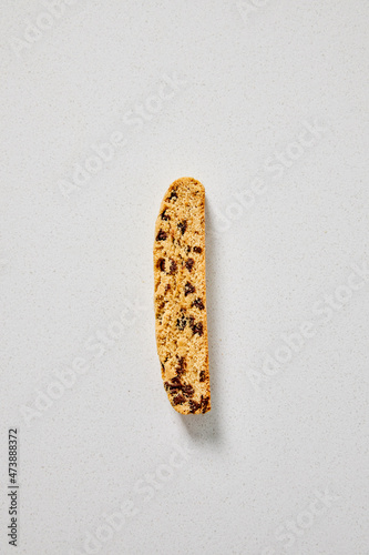 Top view of biscotti on a white background