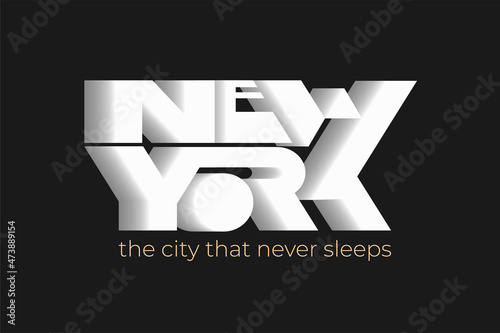 New York modern vector text with 3d effect for poster or t shirt print.