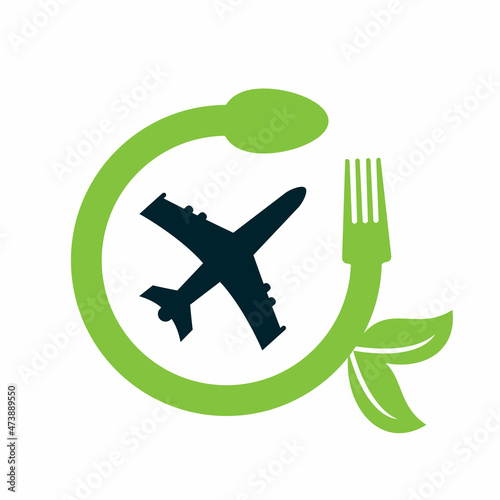 Fresh runway food logo concept design. Food Plane logo design template.