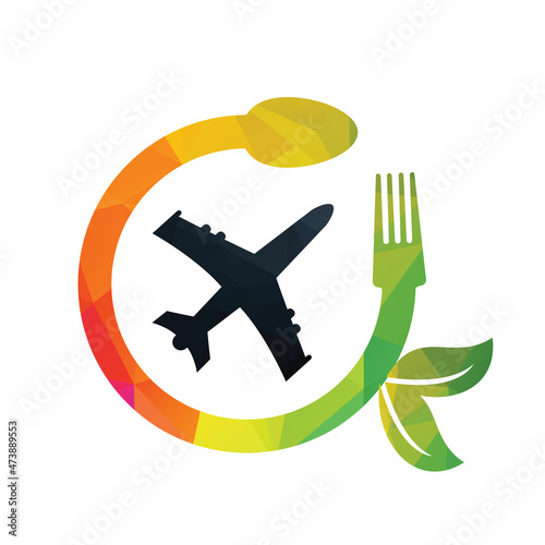 Fresh runway food logo concept design. Food Plane logo design template.