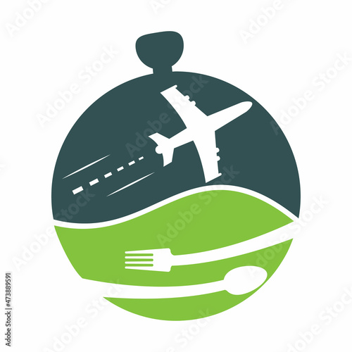 runway food logo concept design. Food Plane logo design template.