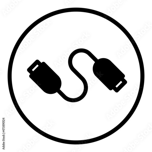 Connection Cable Flat Icon Isolated On White Background