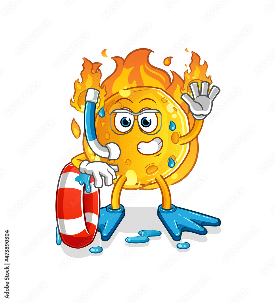 meteor swimmer with buoy mascot. cartoon vector