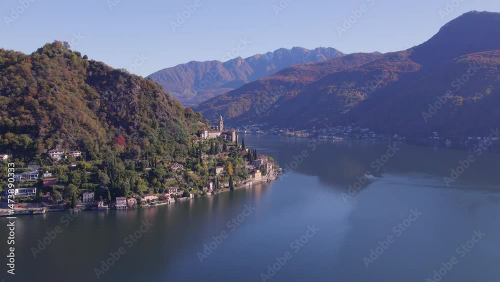 Flying Towards Morcote Municipality of Switzerland on the Shores of Lake Lugano Flying Towards Morcote Municipality of Switzerland on the Shores of Lake Lugano