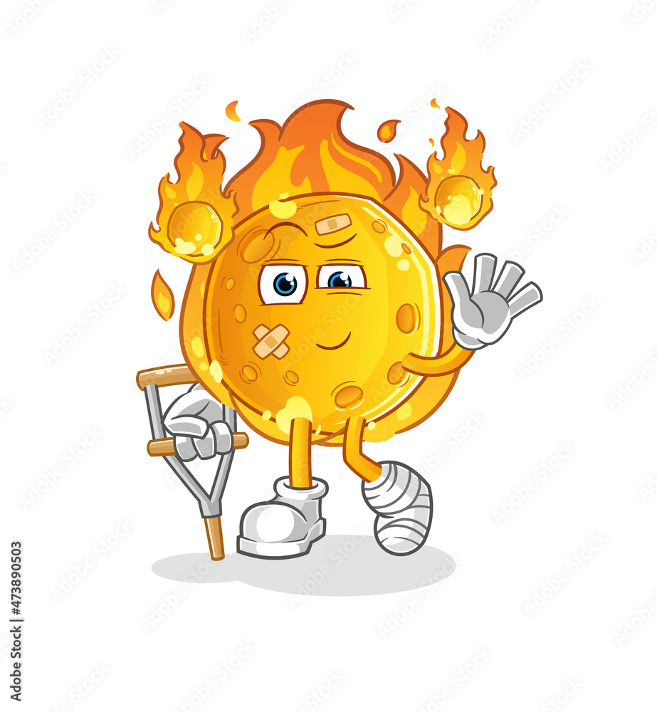 Naklejka premium meteor sick with limping stick. cartoon mascot vector
