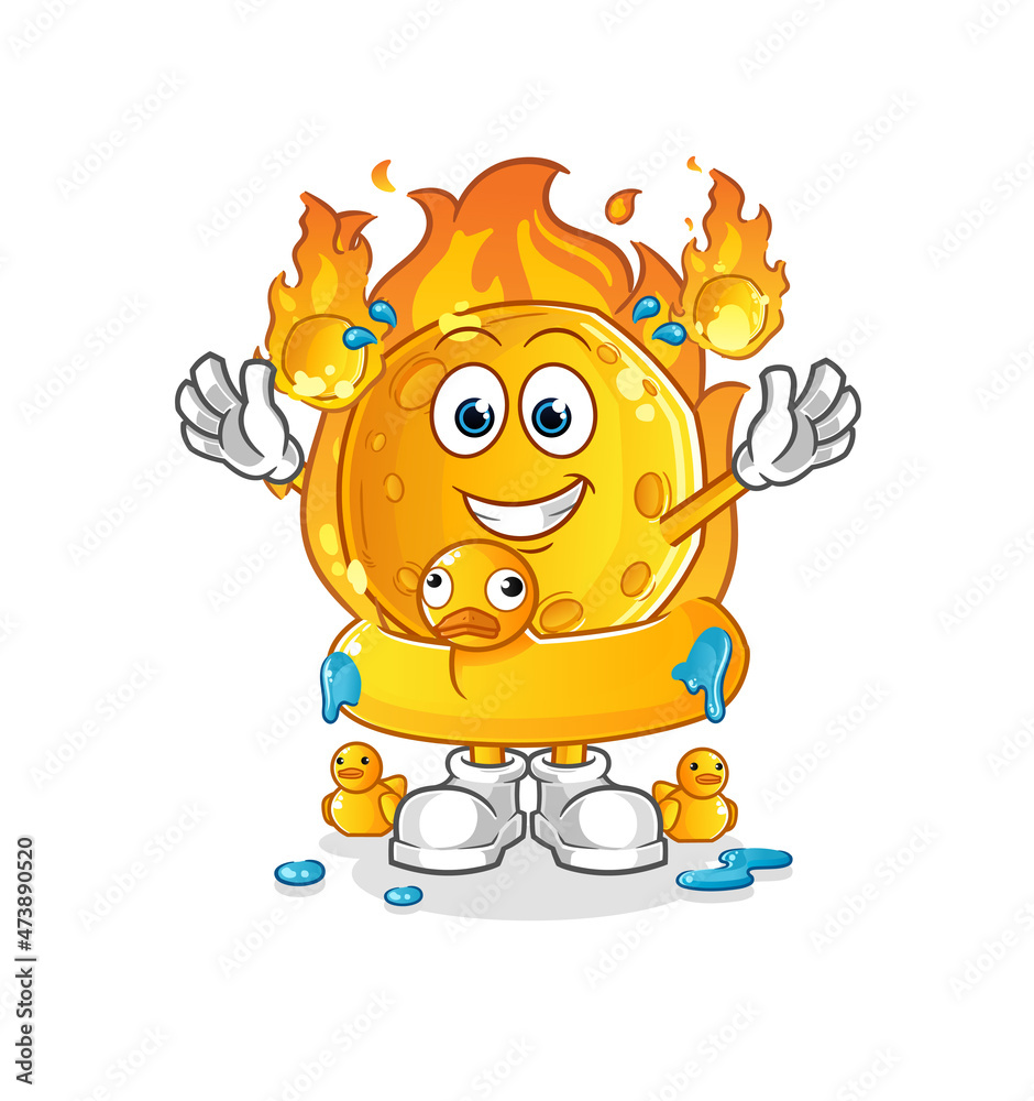 meteor with duck buoy cartoon. cartoon mascot vector