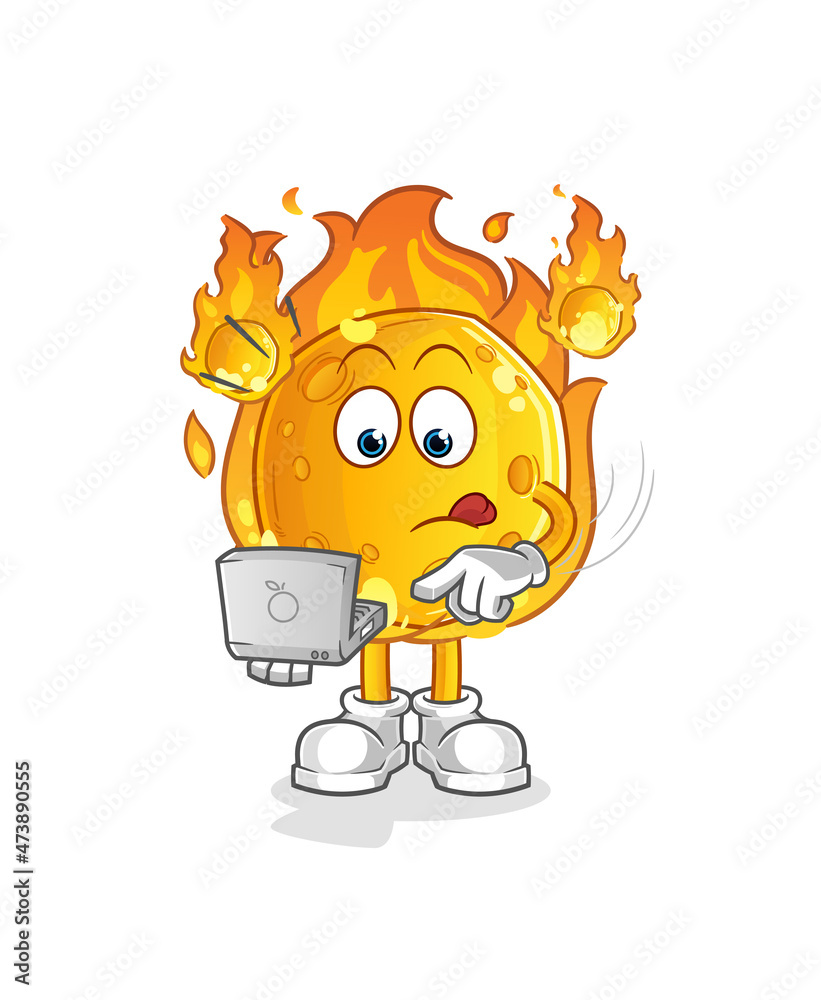 meteor with laptop mascot. cartoon vector