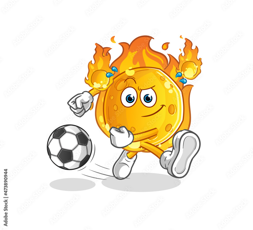 Fototapeta premium meteor kicking the ball cartoon. cartoon mascot vector