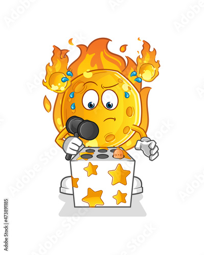 meteor play whack a mole mascot. cartoon vector