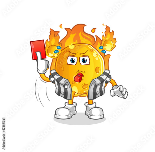 meteor referee with red card illustration. character vector