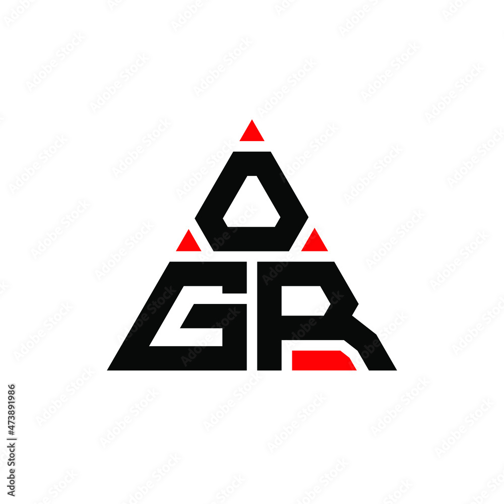 OGR triangle letter logo design with triangle shape. OGR triangle logo design monogram. OGR triangle vector logo template with red color. OGR triangular logo Simple, Elegant, and Luxurious Logo... - obrazy, fototapety, plakaty 