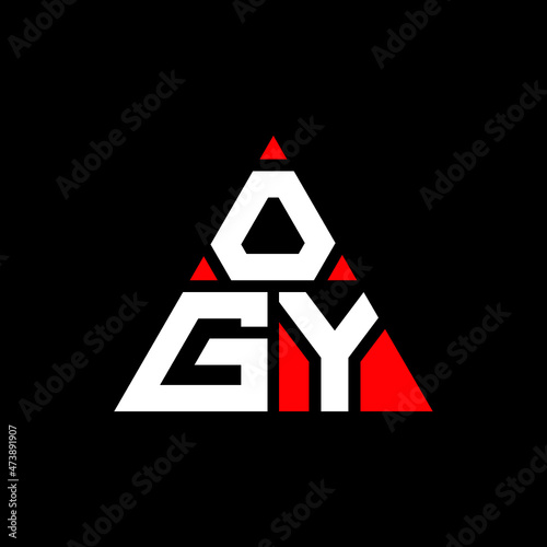 OGY triangle letter logo design with triangle shape. OGY triangle logo design monogram. OGY triangle vector logo template with red color. OGY triangular logo Simple, Elegant, and Luxurious Logo... photo