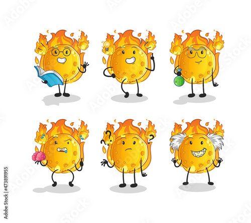 meteor thinking group character. cartoon mascot vector