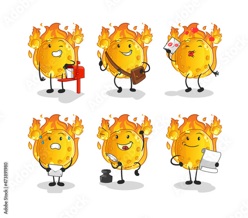 meteor postman set character. cartoon mascot vector