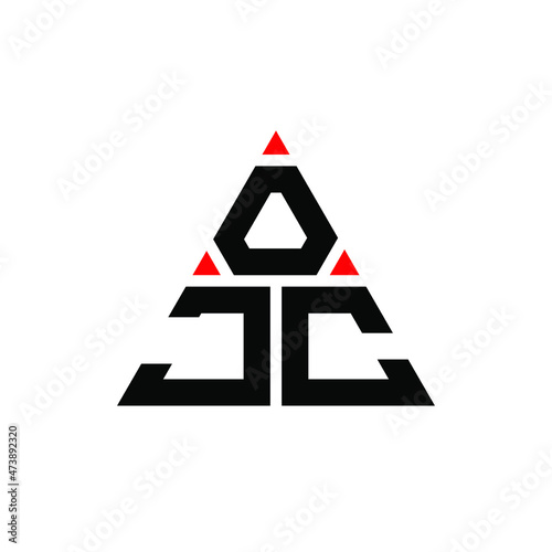 OJC triangle letter logo design with triangle shape. OJC triangle logo design monogram. OJC triangle vector logo template with red color. OJC triangular logo Simple, Elegant, and Luxurious Logo... photo