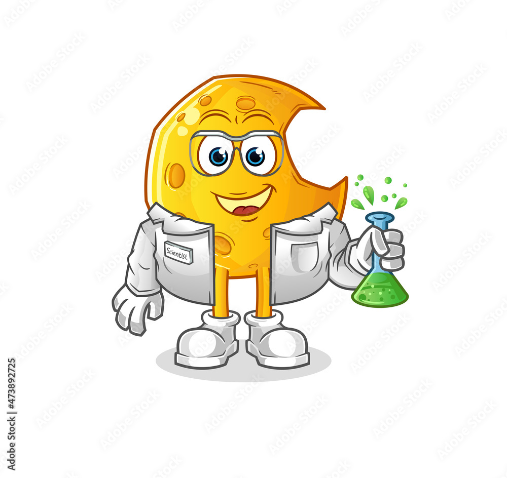 Crescent moon scientist character. cartoon mascot vector