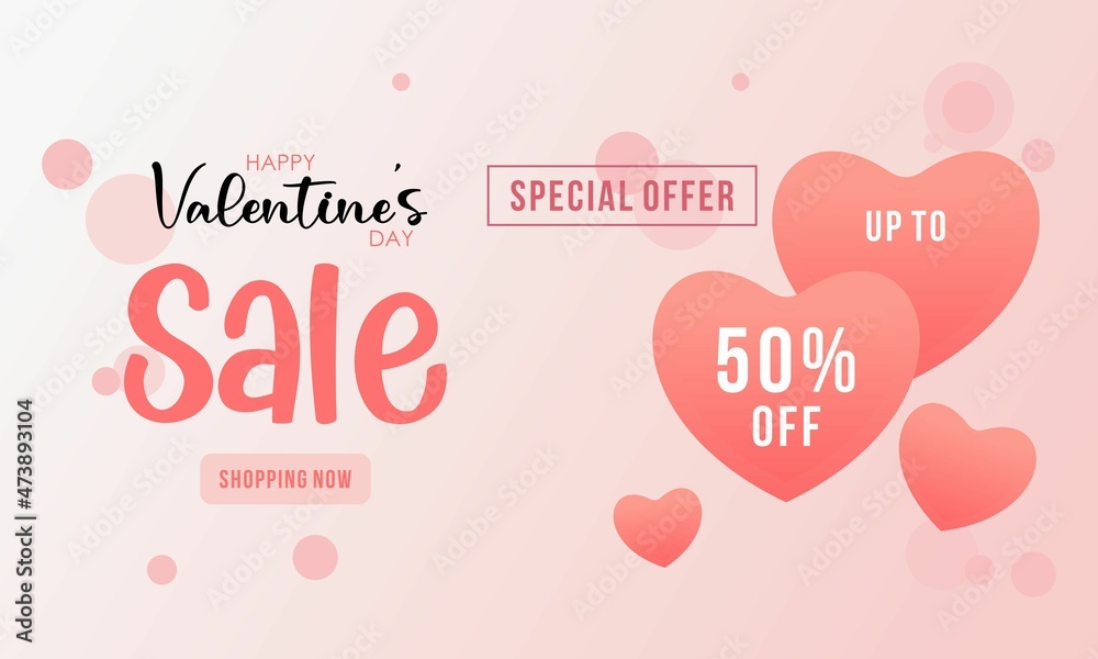 Valentine's day sale banner background with gift box and heart