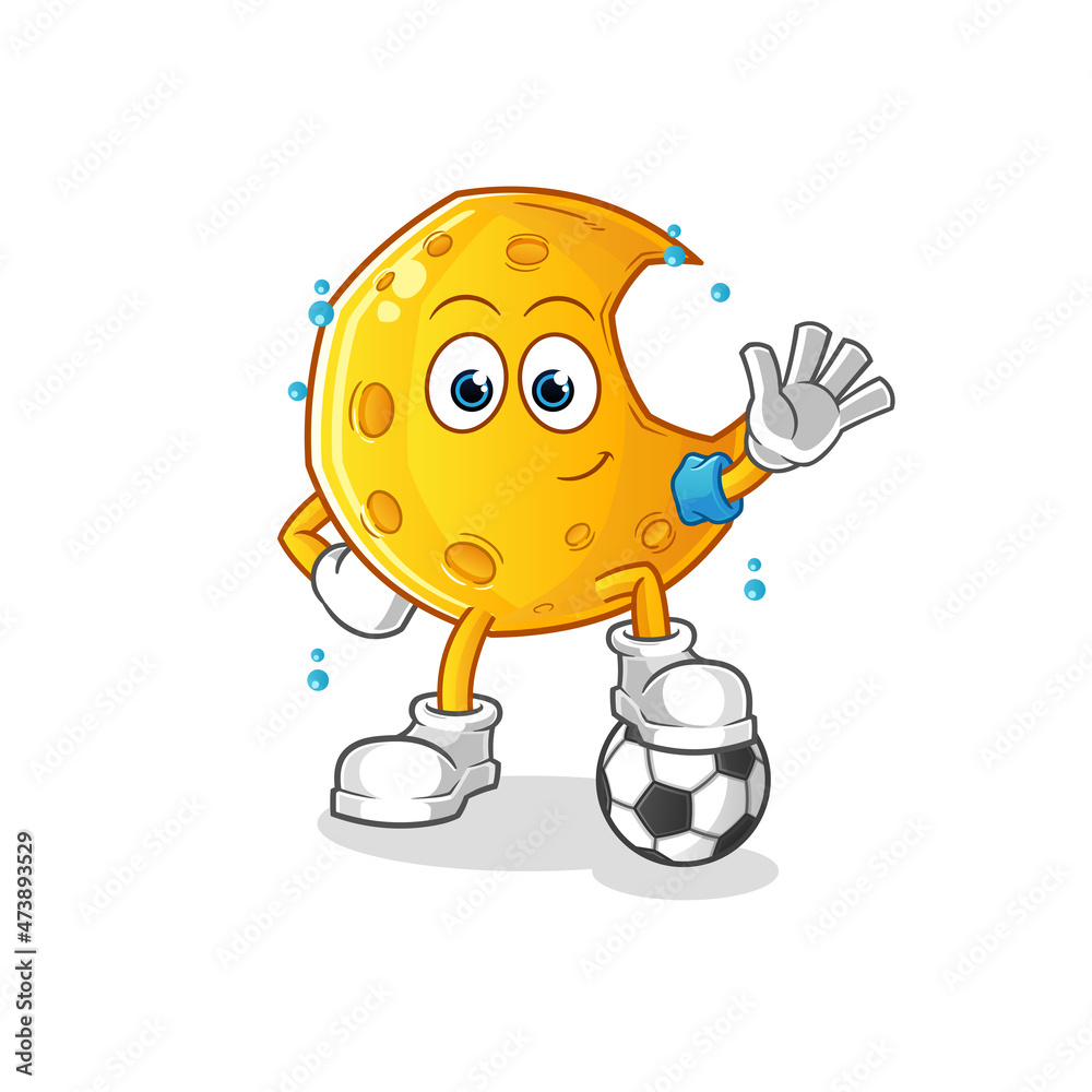 Fototapeta premium Crescent moon playing soccer illustration. character vector