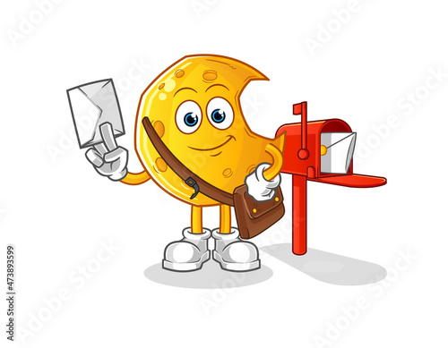 Crescent moon postman vector. cartoon character