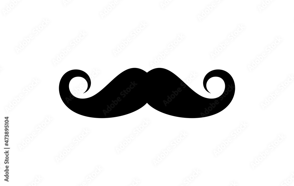 Obraz premium Retro mustache icon. Old style mustaches. Accessory, plate for a photo session. Isolated raster illustration on white background.