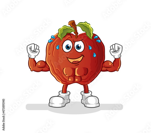 rotten apple muscular cartoon. cartoon mascot vector