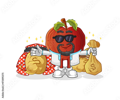rotten apple rich arabian mascot. cartoon vector