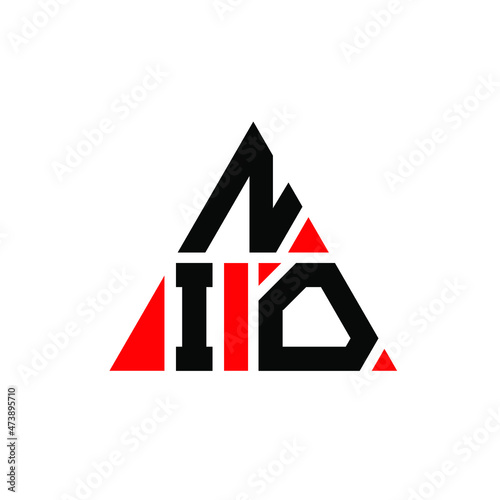 NIO triangle letter logo design with triangle shape. NIO triangle logo design monogram. NIO triangle vector logo template with red color. NIO triangular logo Simple, Elegant, and Luxurious Logo... photo