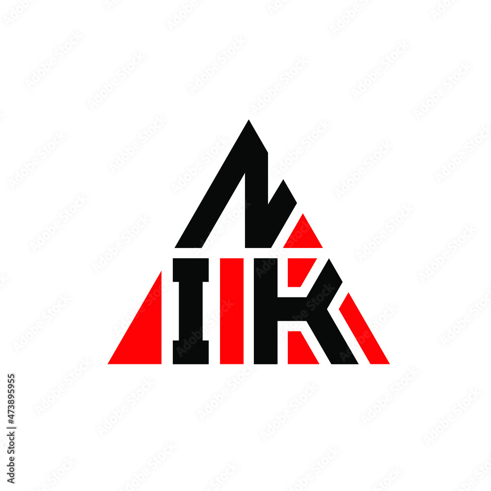 NIK triangle letter logo design with triangle shape. NIK triangle logo design monogram. NIK triangle vector logo template with red color. NIK triangular logo Simple, Elegant, and Luxurious Logo... - obrazy, fototapety, plakaty 