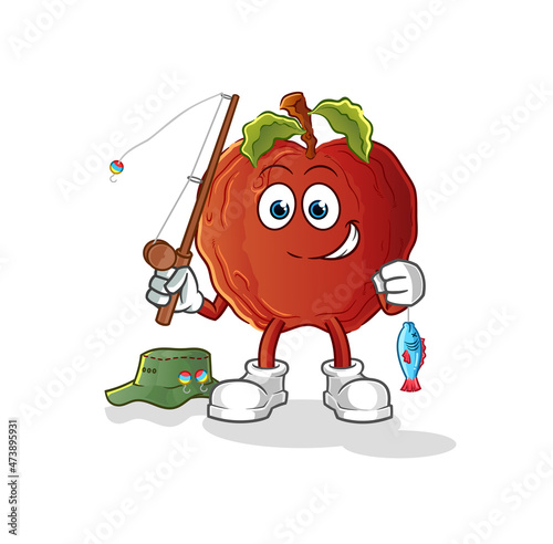 rotten apple fisherman illustration. character vector